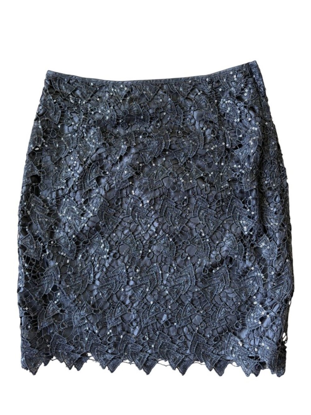 H&M Y2K Fairy Grunge Lace Sequin Mini Skirt Womens 4 Gray Whimsigoth Romantic